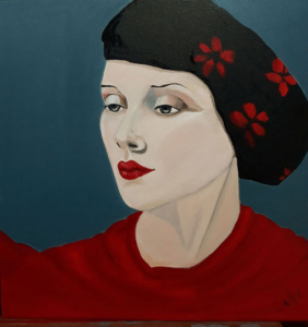 dipinto Donna con cappello Laura Lepore Artista Torino