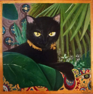 dipinto acrilico gatto nero Laura Lepore Artista Torino
