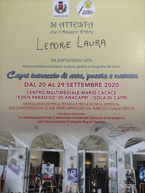 Laura Lepore Artista Torino attestato