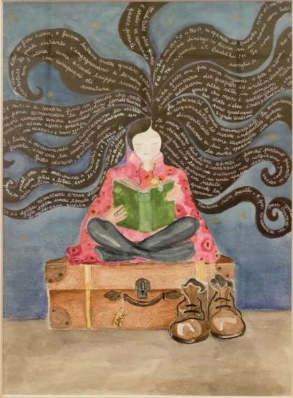 donna che legge acquerello laura lepore artista torino